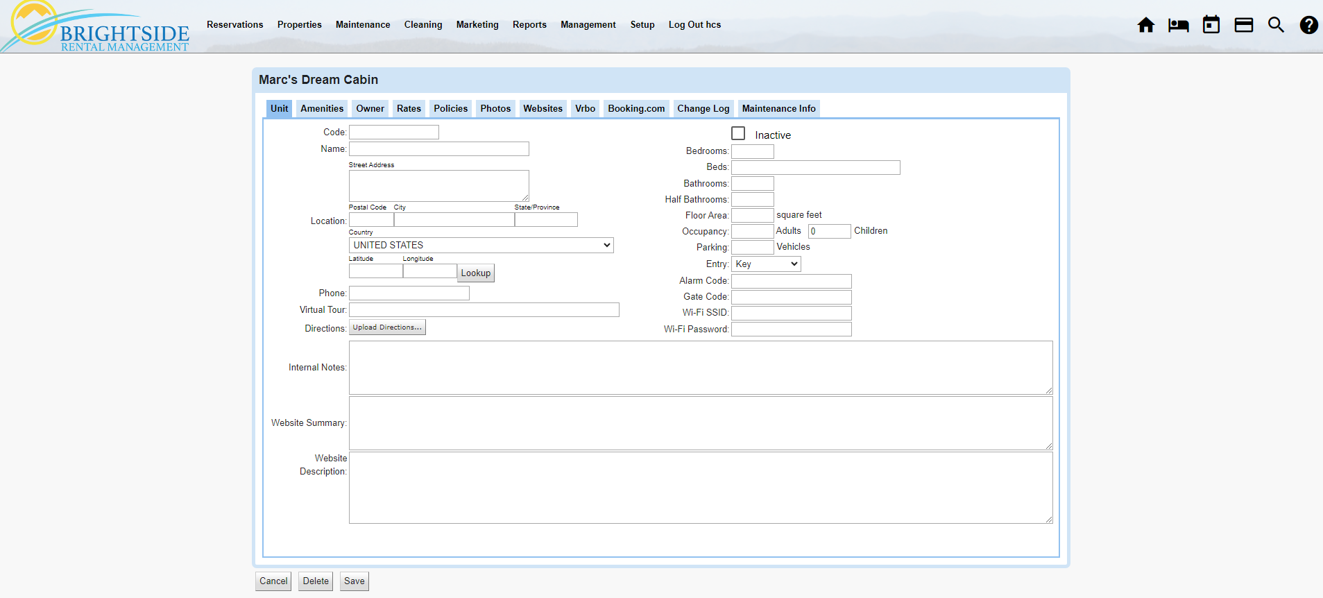 Adding a Unit / Property to BrightSide